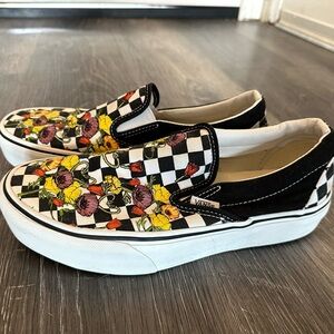 Checkered Floral Platform Vans